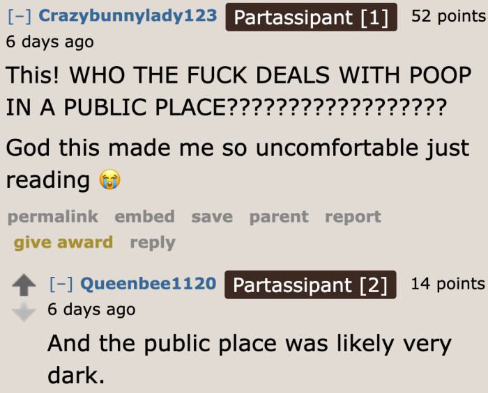 The community wonders why the dad did the dirty work in public.