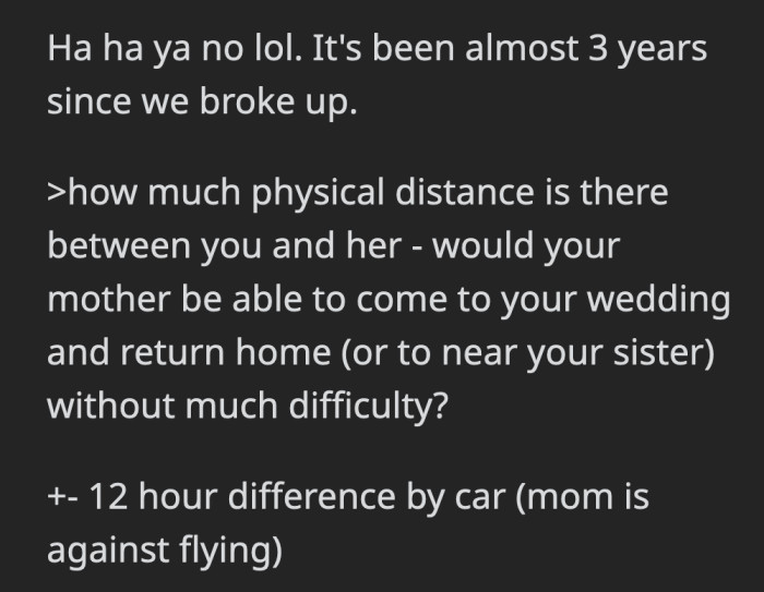 If mom refuses to fly, then their mom really has to make a choice