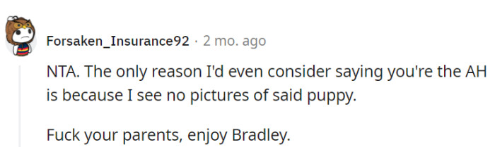 The only conceivable reason to label the individual as an AH is the absence of puppy pictures!