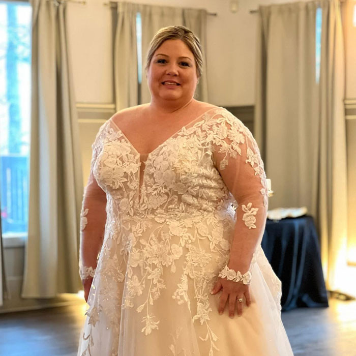 She fell in love with the dress right then and there. However, her budget was only a third of the gown's price—but she made a big decision and took home the dress because it was simply too beautiful not to wear on her wedding day.
