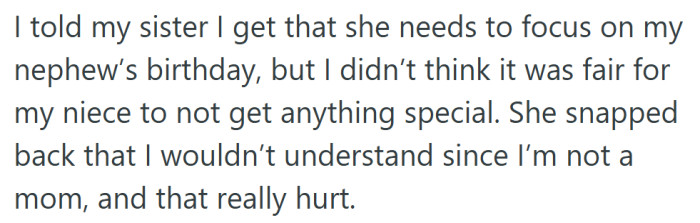 A conversation meant to defend her niece’s feelings quickly turned personal, reopening wounds she was still trying to heal.