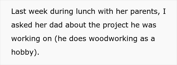 The OP explained that things became awkward one day during lunch with her parents.