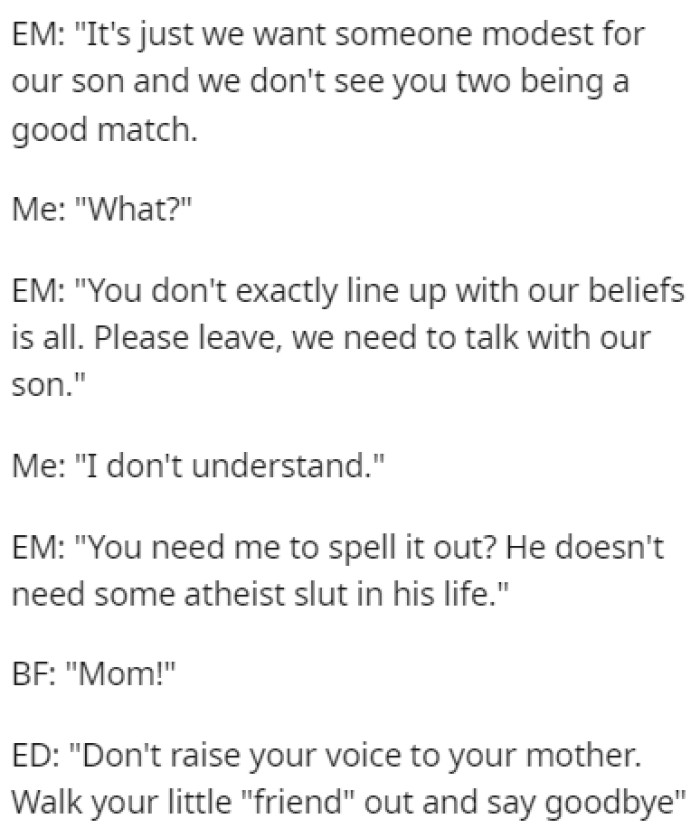 The parents didn't hold back with the insults