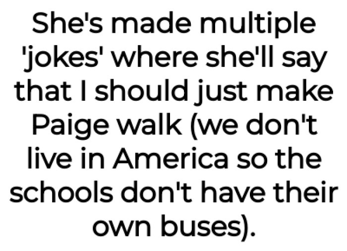 OP's GF wants the sister to walk to school