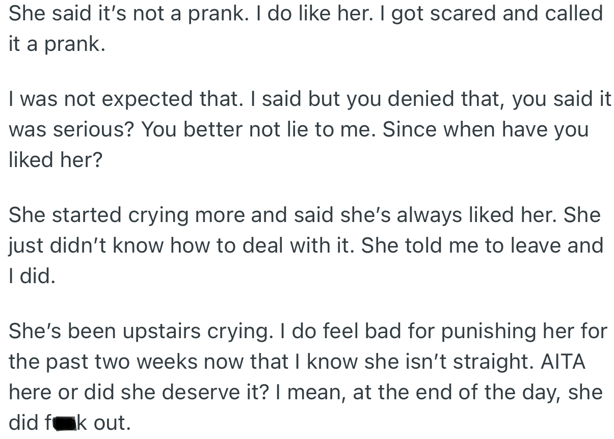 Interestingly, OP’s Daughter Admitted That It Wasn’t a Prank and That She Really Has Feelings for Her Best Friend