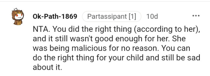 She was being malicious for no reason