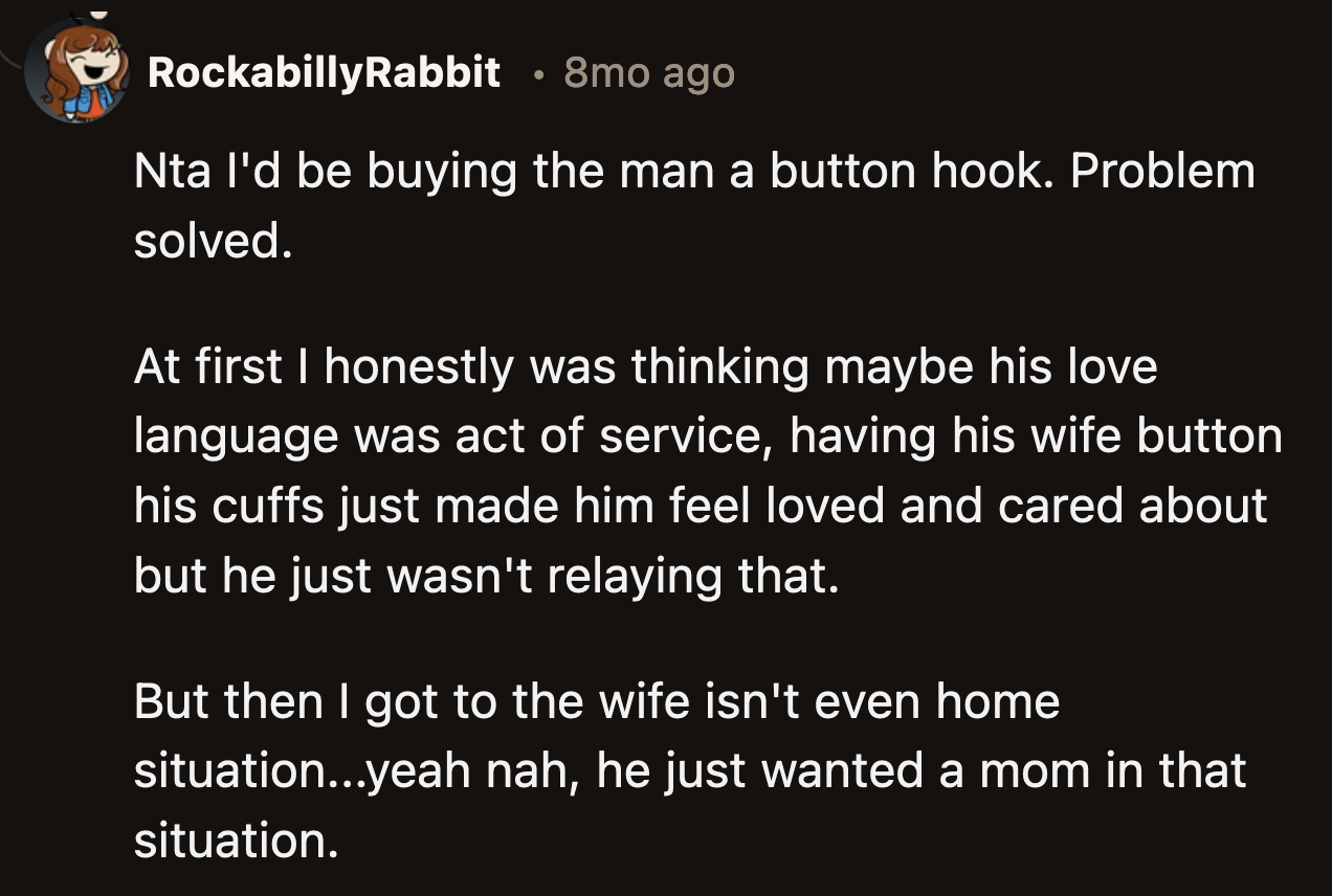 OP said he would be the tool for her husband so she can have her peaceful mornings back.