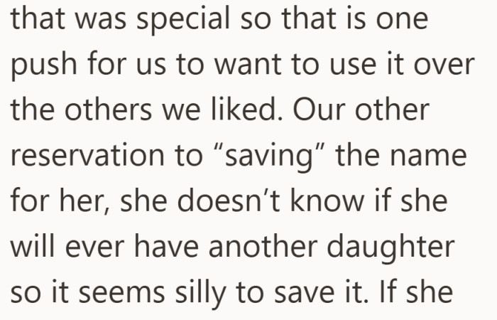 Now practicality enters the conversation. Saving a name starts to feel less certain and more speculative.