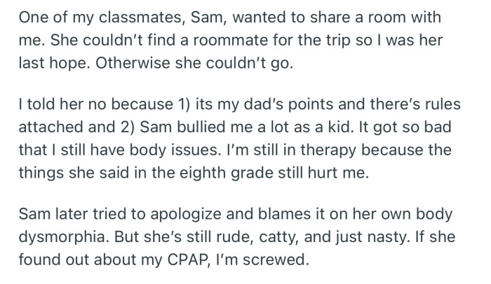 One of OP’s Classmates Begged to Share Her Room, but She Bluntly Refused