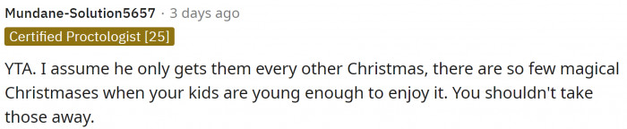 This person made a point to let her know that Christmas is special and that it is affecting the kids.