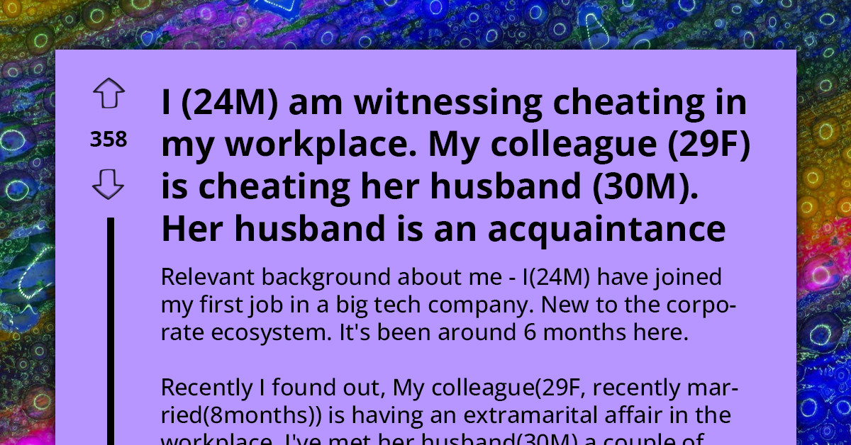 Man Witnesses His Newly Married Colleague Cheating With Another Coworker, Seeks To Tip The "Nice" Husband About It