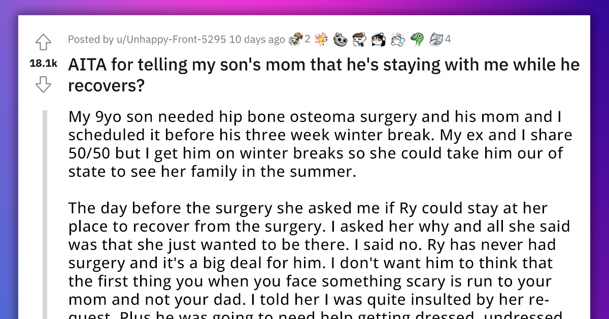 Man Bars Ex-Wife From Visiting Their Son After Surgery, Insists That The Boy Must Recover In His House Without Her Presence