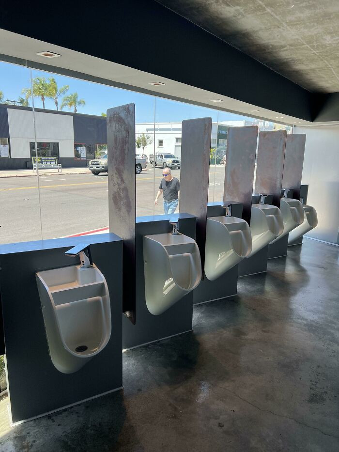 30. These Urinals Where You Can Look Out To The Street. Windows Aren’t Tinted At All So You Can Also See In. Even Has A Sink On Top Of Each One