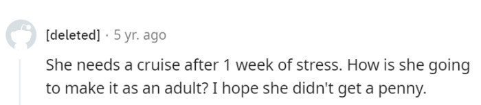 The adulting ocean might be stormier than she thinks, but let's hope the sail stays donation-free!