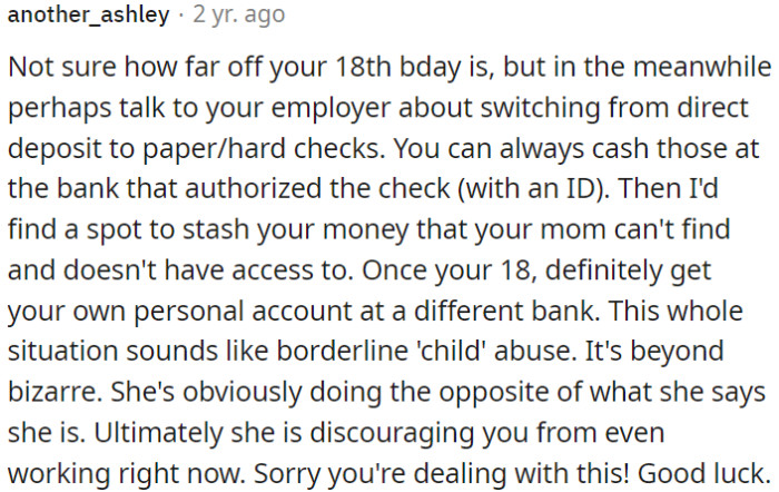 OP Should Consider Discussing with His Employer About Switching to Paper Checks Until He Turns 18