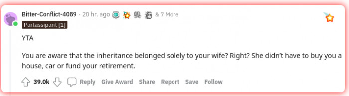 The inheritance belonged solely to your wife