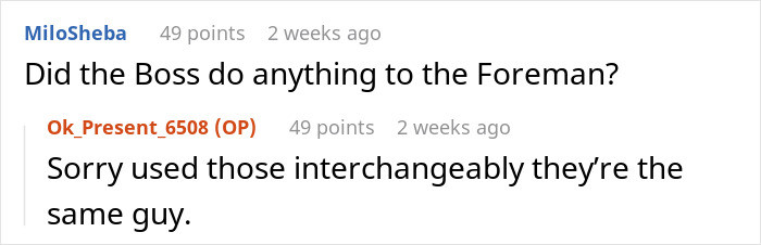 The boss is the foreman