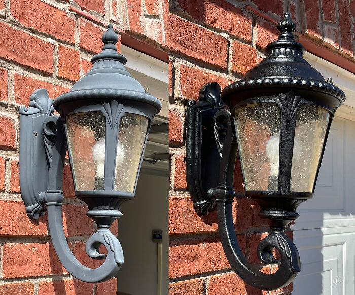 "Before And After Applying Protecticoat To Outdoor Lighting Sconces"