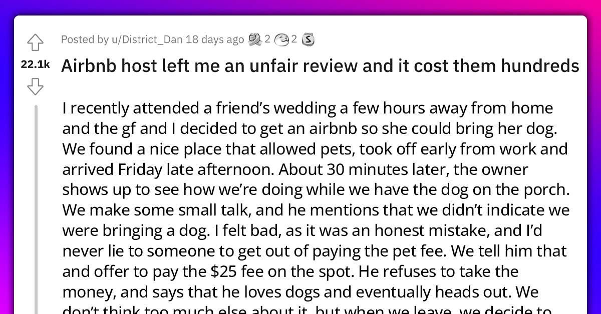 Airbnb Host Greets Guests In Person And Pretends Not To Be Upset When A Couple Brings A Dog But Leaves A Bad Review After