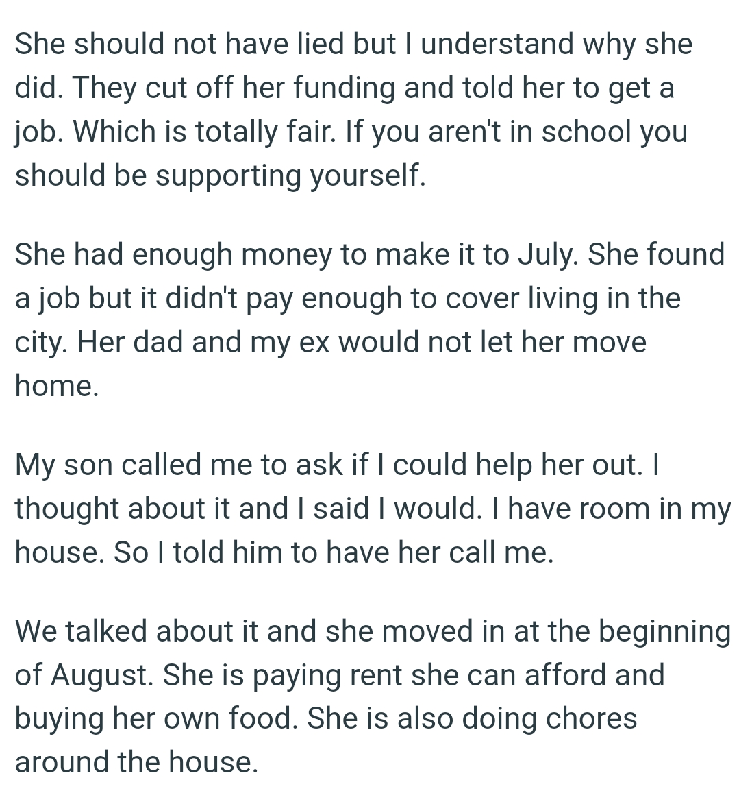 She found a job, but it didn't pay enough to cover living in the city