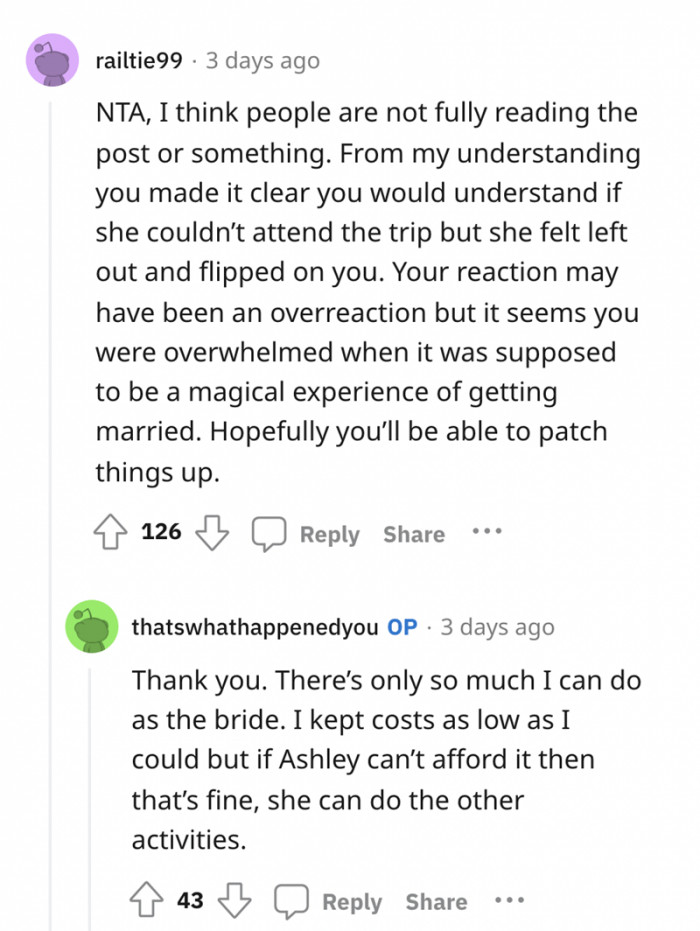 Redditors hope OP will be able to patch things up with her friend.