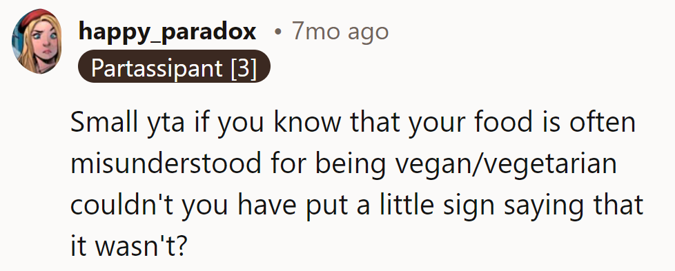 A sign: the silent hero of potlucks everywhere.