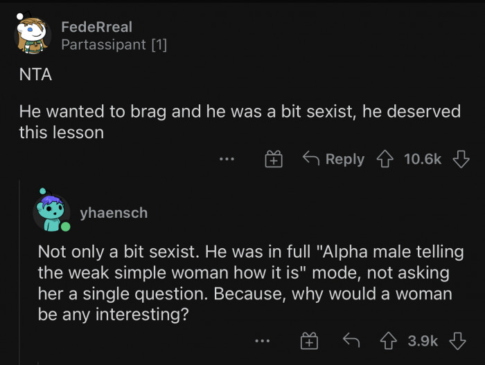 He was not interested in OP at all and only wanted to brag.