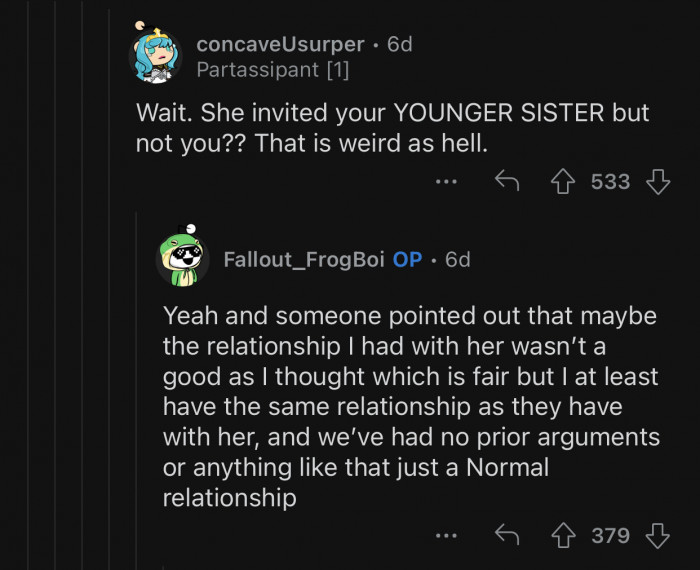 OP realized something new about his relationship with his aunt.