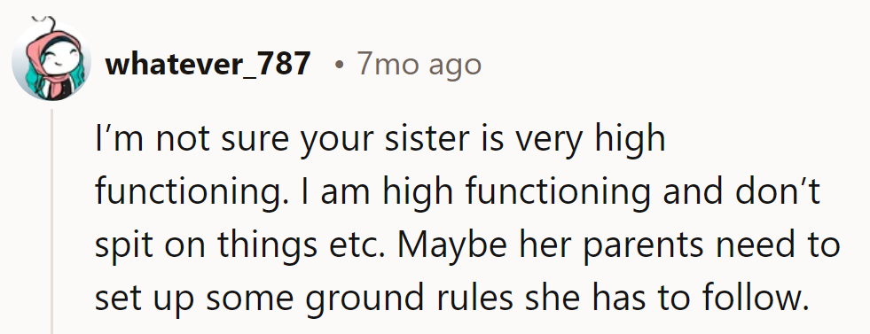 Her sister's manual needs a revision: 'Spit-Free Zone: Basic Ground Rules 101'.