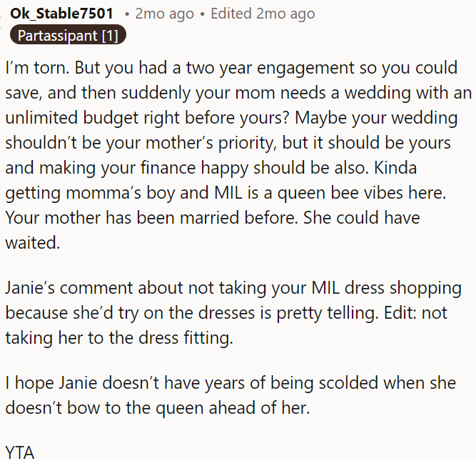 Their wedding should be OP's priority, not his mother's, and making his fiancée happy matters too.