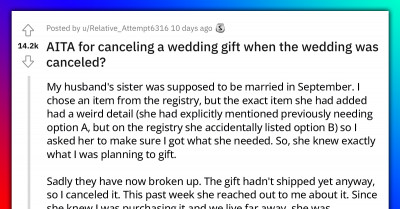 Redditor Called Unkind For Cancelling $700 Wedding Gift Order After The Couple Broke Up
