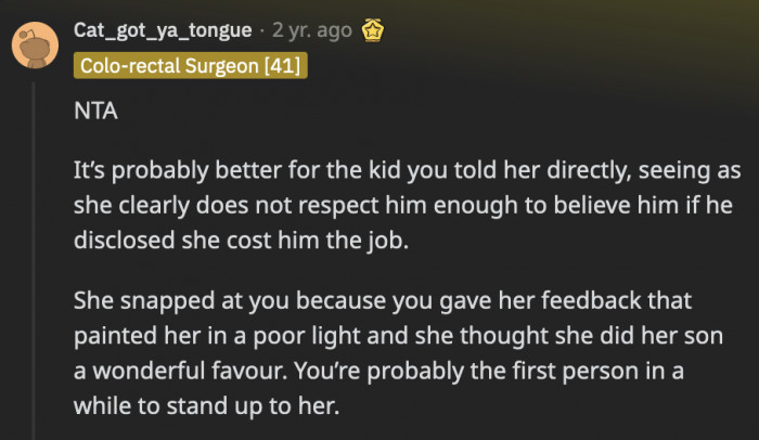 The mom probably wasn't used to people criticizing her overbearing brand of parenting.