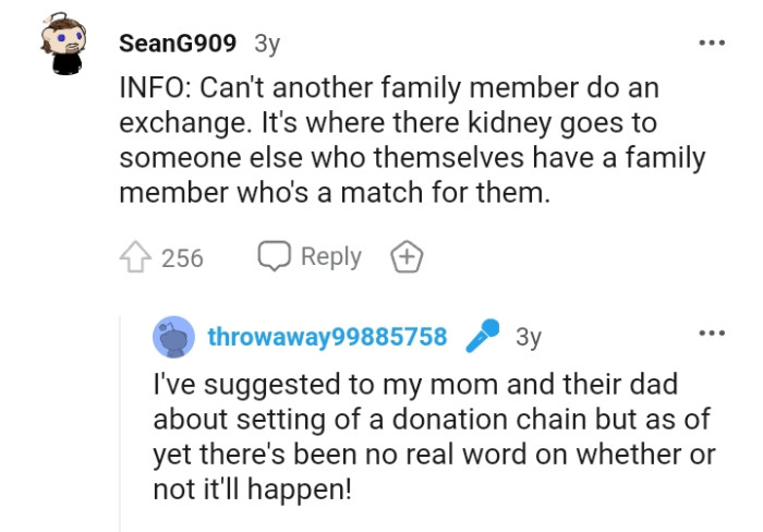 This Redditor wants to know why another family member can't do an exchange