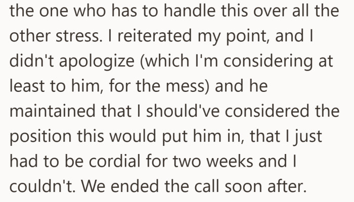 Apologies come up, but only in theory, as neither side fully backs down.