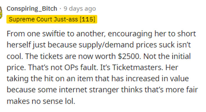 It makes no sense, and we don't think that OP should listen to her boyfriend at all. Plus, she might not even get $2,500 for it.