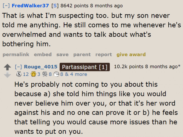 A concerned Redditor gives the OP reasons why his son wouldn't open up about his issues with his stepfamily.
