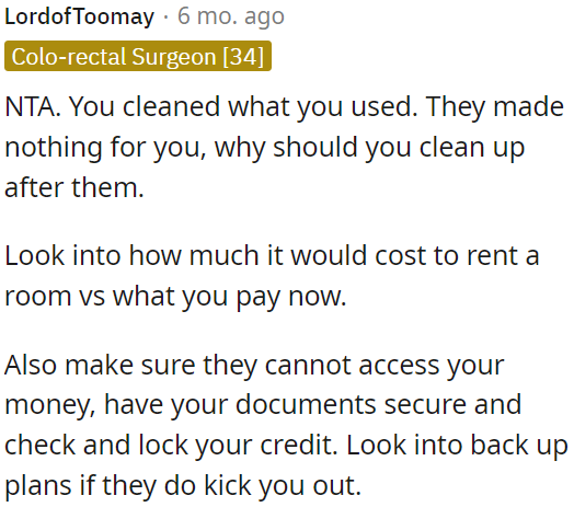 OP needs to consider room rental costs and take measures to protect her finances and documents in case of eviction.