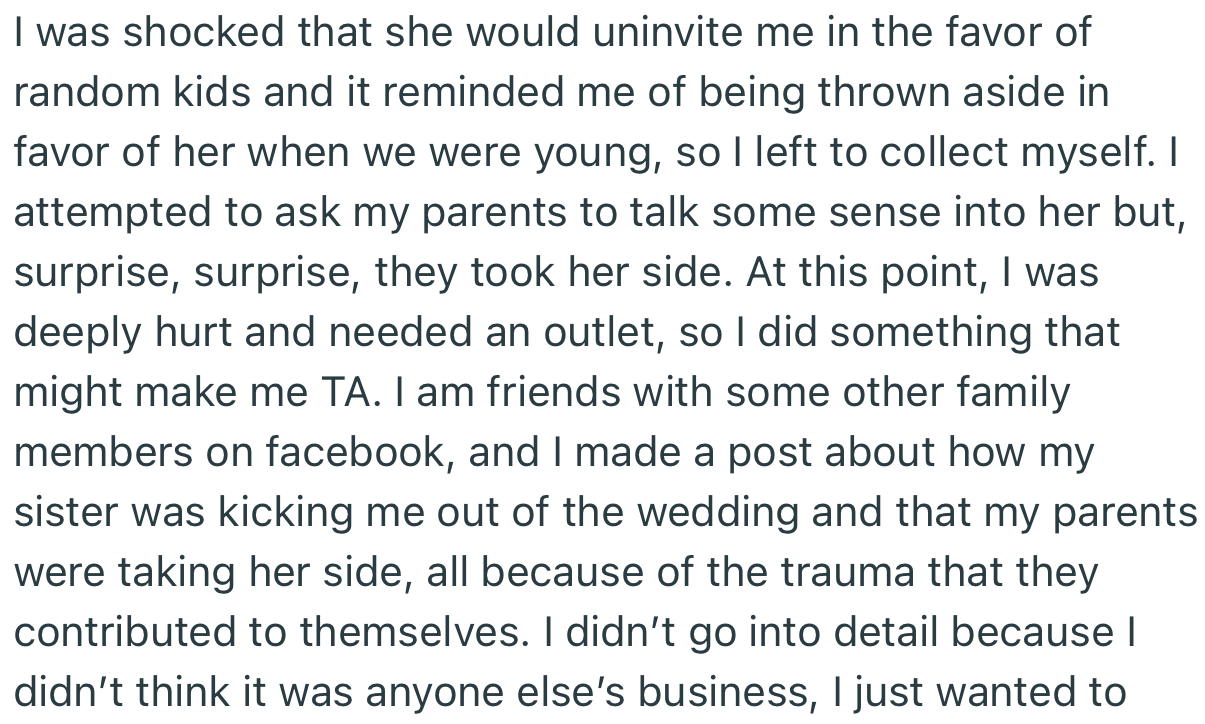 OP Tried to Get Her Sister to Make the Wedding Child-Free, to No Avail. Consequently, She Made a Post on Facebook Accusing Her Sister of Blocking Her from Attending