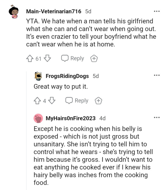 It's crazier telling your boyfriend what he can't wear