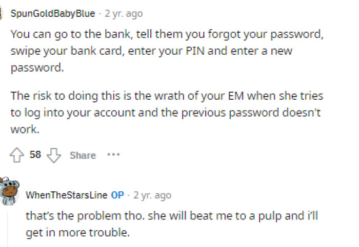 The number of people offering advice on how they can access their accounts despite their mom having full control is honestly overwhelming.