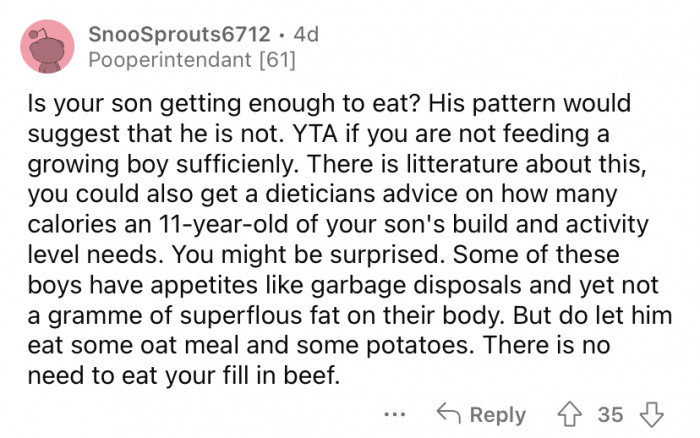 Okay, but is he getting enough to eat?