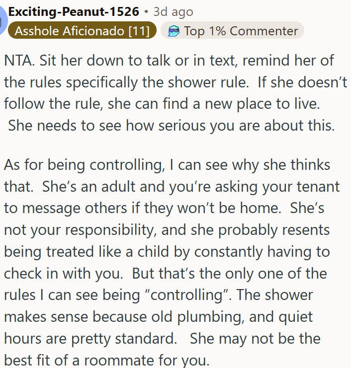 She may not be the best fit as a roommate for OP.