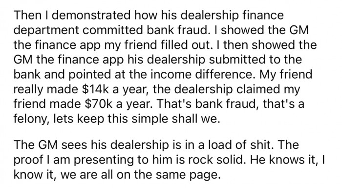 The GM realizes that he is in big trouble after OP confronts him.