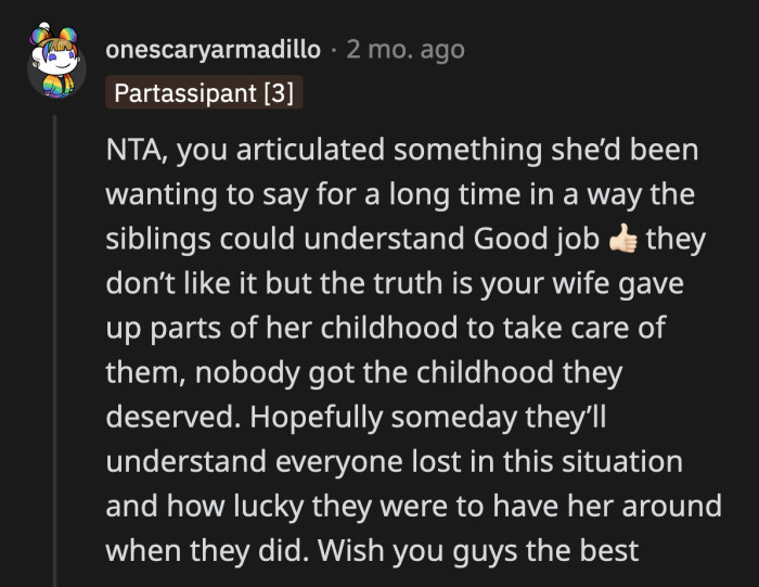 It was absolutely unfair of them to make her feel guilty for being a good mom to her own children