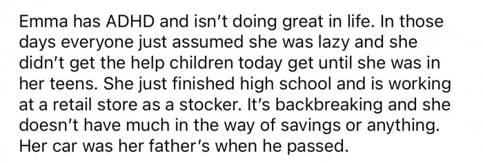 One of OP's daughters has ADHD, and everyone assumes she's just lazy.