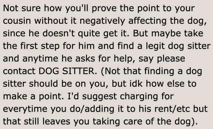 The OP can always mention dog sitters.