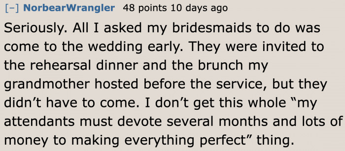 This is how simple weddings were. No complicated requirements at all.