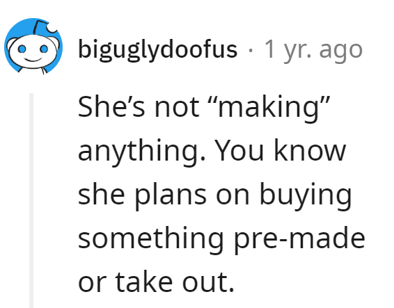 She's the maestro of 'Takeout & Make-believe Cooking'—a true culinary virtuoso!