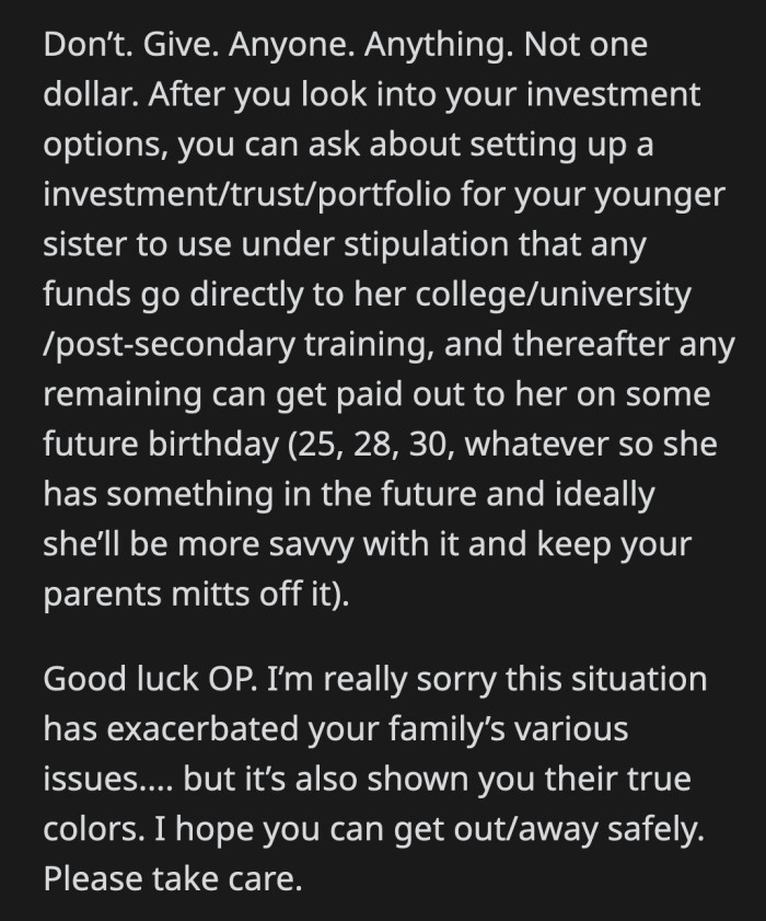 It's sad that OP got to know her family this way