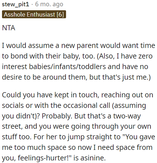 Her request for space is unreasonable.